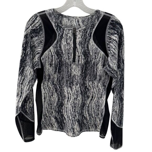 Lululemon Water: Sun Runner 1/2 Zip Texture Twist White Black / Black - Picture 7 of 12